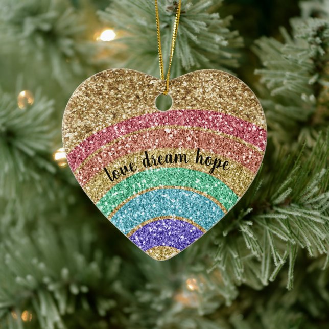Glitter Gold Rainbow Ceramic Tree Decoration (Tree)