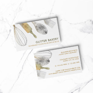 Glitter gold silver pastry bakery cook Caterer Business Card