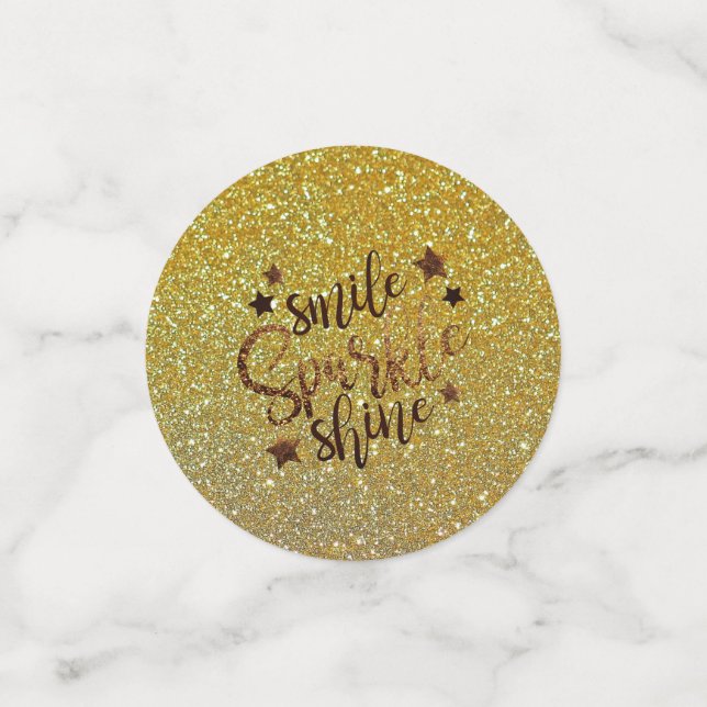 Glitter Gold Smile, Shine, Sparkle Table Confetti (Small Front)