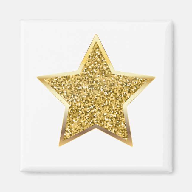glitter gold star magnet (Front)