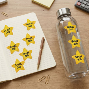 Glitter Gold Star With Custom Message Texture Sticker