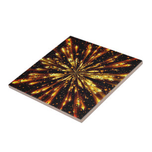 Glitter Gold Stars Ceramic Tile