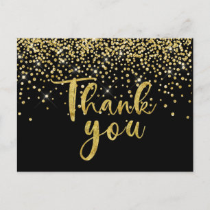 glitter gold thank you card
