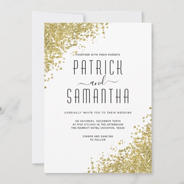 Glitter Gold Wedding Invitation (Front)