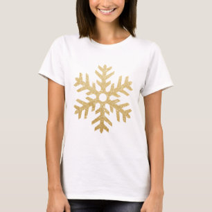 Glitter Golden Christmas Snowflake personalise T-Shirt