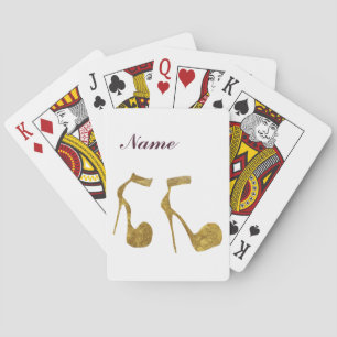 Glitter Golden High Heel Shoes Playing Cards