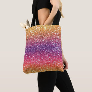 Glitter Golden Purple Ombre Tote Bag