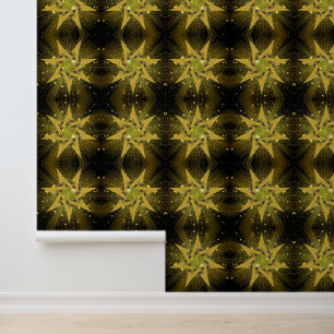 Glitter Golden Stars Black and Gold Wallpaper
