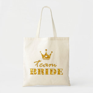 Glitter Golden Team Bride Tote Bag