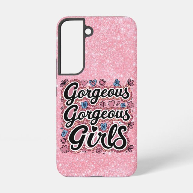 Glitter gorgeous girls doodle samsung galaxy s22 case (Back)