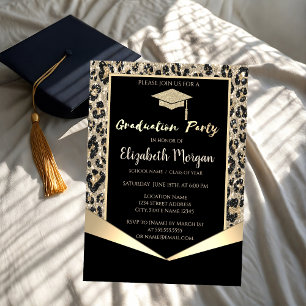 Glitter Grad Cap,Glitter Leopard Graduation Invitation