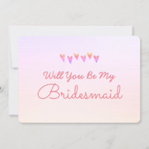Glitter Gradation Heart Will You Be My Bridesmaid Invitation