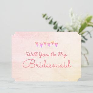 Glitter Gradation Heart Will You Be My Bridesmaid  Invitation