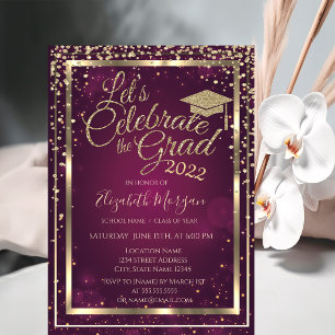 Glitter Graduation Cap Diamonds Stars Graduation   Invitation