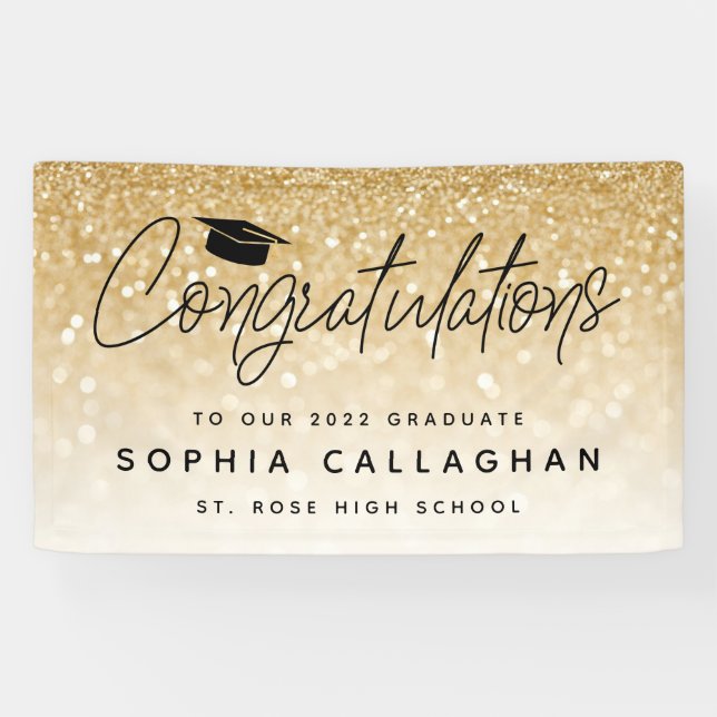 Glitter Graduation Congratulations Banner (Horizontal)