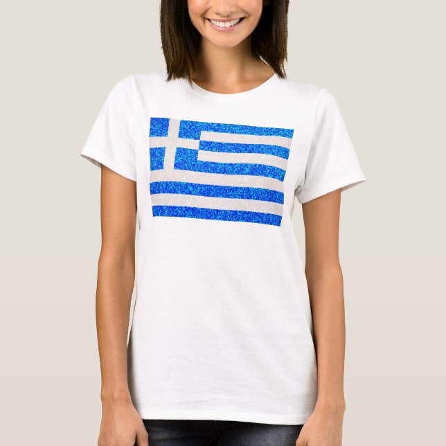 Glitter Greece flag womens tshirt (Front)