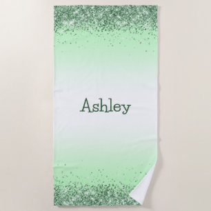 Glitter Green Beach Towel