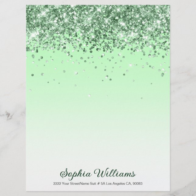 Glitter Green Custom Letterhead (Front)