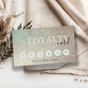 Glitter Green Pink Aqua S 6 Punch Loyalty Business Card