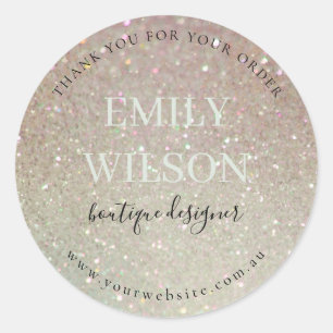 Glitter Green Pink Aqua Thank You for Your Order Classic Round Sticker