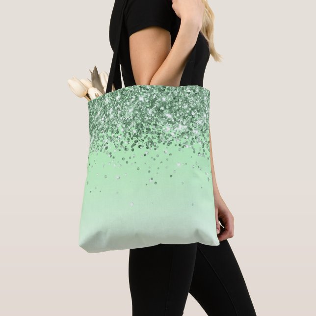 Glitter Green Tote Bag (Close Up)