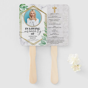 Glitter Greenery Funeral Celebration of Life Hand Fan