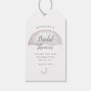 Glitter grey umbrella bridal shower thank you gift tags