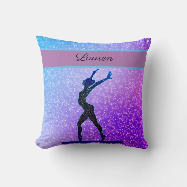 Glitter Gymnastics Beam Blue and Purple Cushion (Front)