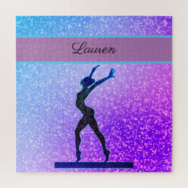 Glitter Gymnastics Beam Blue and Purple Jigsaw Puzzle (Vertical)