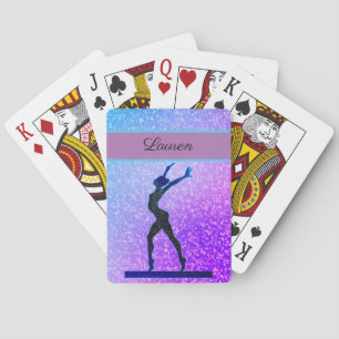 Glitter Gymnastics Beam Blue and Purple Playing Cards
