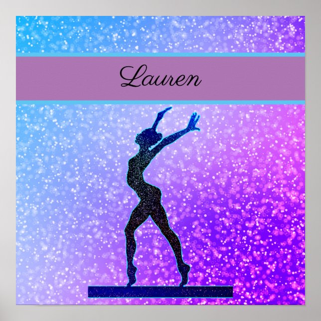 Glitter Gymnastics Beam Blue and Purple Poster (Front)