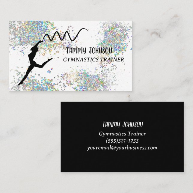 Glitter Gymnastics White  Business Card (Front/Back)