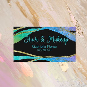 Glitter Hair Makeup Black Background Beauty Salon  Business Card
