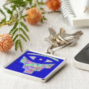 Glitter hamsa pretty floral key ring