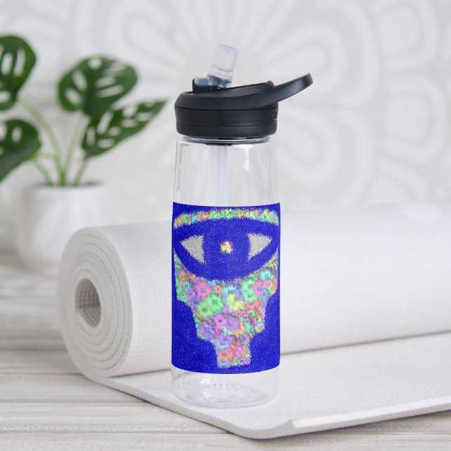 Glitter hamsa pretty floral water bottle (Yoga (Rotated))