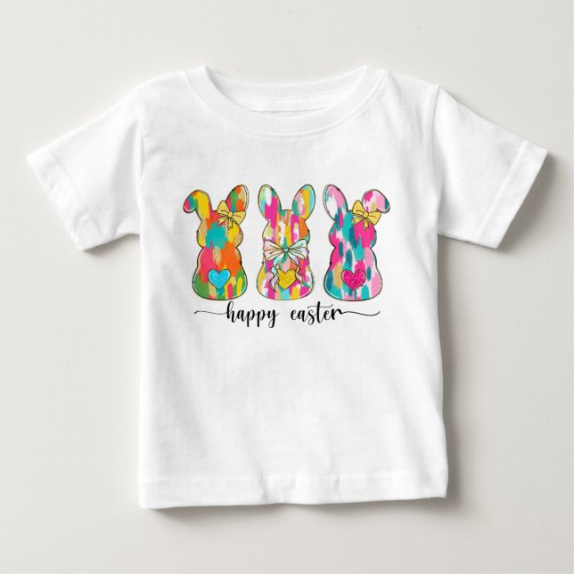 Glitter Happy Easter Bunny  Baby T-Shirt (Front)