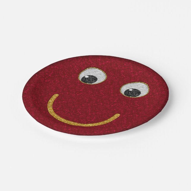 Glitter Happy Face 26-Paper Party Plates (Angled)
