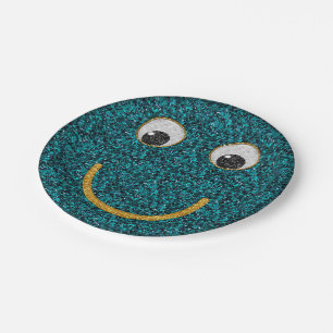 Glitter Happy Face 27-Paper Party Plates