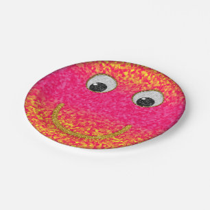 Glitter Happy Face 35-Paper Party Plates