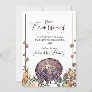 Glitter Happy Thanksgiving Fall Turkey Card