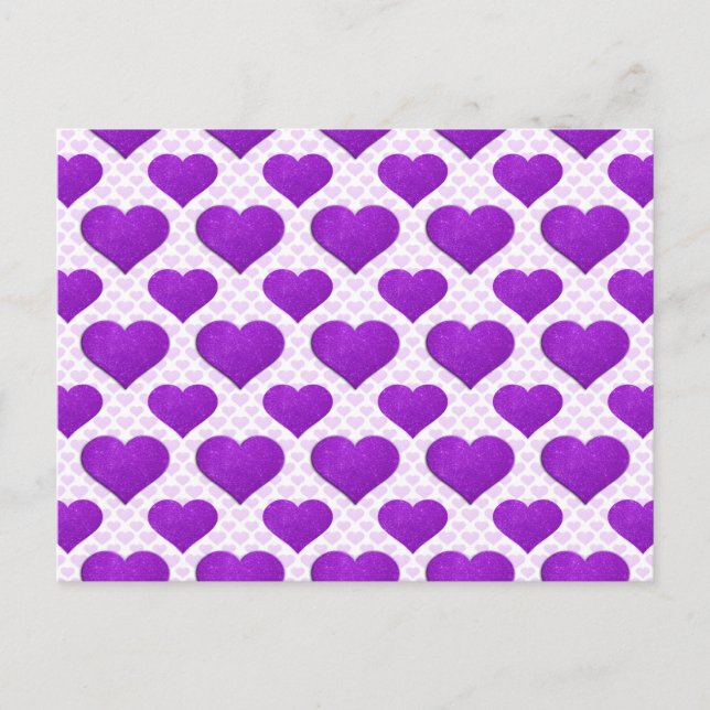 Glitter Heart Basic 1 Purple Postcard (Front)