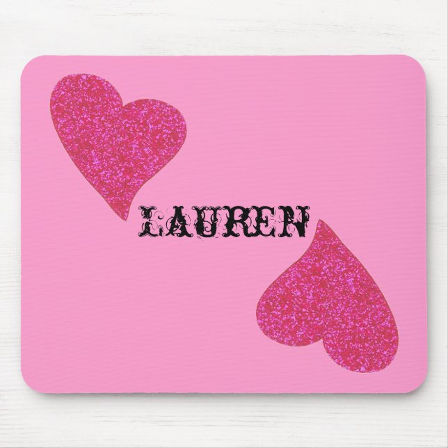 glitter heart design perosnalized mouse pad (Front)