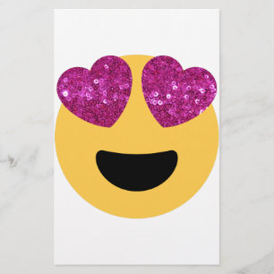 glitter heart eye emoji stationery