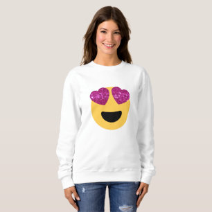 glitter heart eye emoji womens sweatshirt