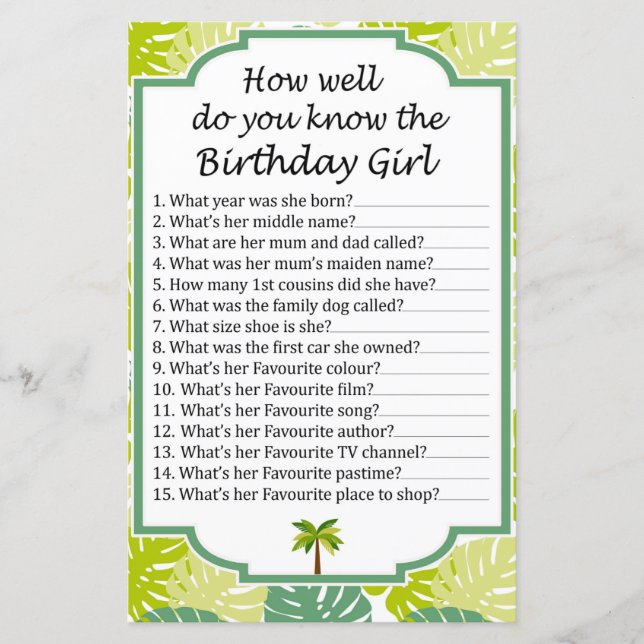 Glitter heart How well do you know the birthday (Front)