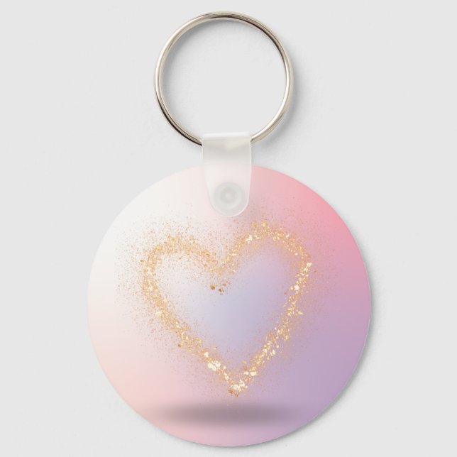 Glitter Heart  Key Ring (Front)