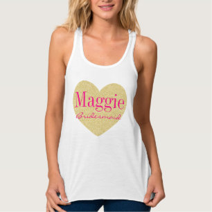 Glitter Heart-Print Personalised Bridesmaid Singlet