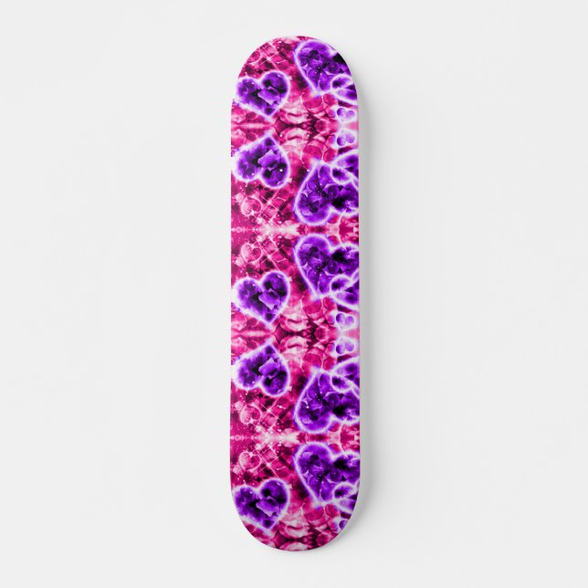Glitter Hearts Cruiser Custom Pro Long Board Skateboard (Front)
