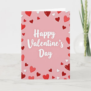 Glitter Hearts Valentines Day Card