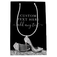 Glitter High Heels Black Silver Personalised